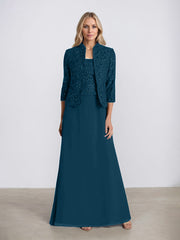 Sheath/Column Square Neck Floor-Length Chiffon Mother of the Bride Dress