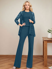 Jumpsuit/Pantsuit Scoop Neck Elastic Satin Mother Of The Bride Dresses