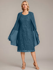 A-line Scoop Knee-Length Lace Mother of the Bride Dress With Sequins