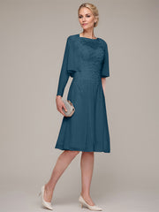 A-line/Princess Sleeveless Knee-Length Chiffon Mother of the Bride Dress With Jacket Appliqued Beading