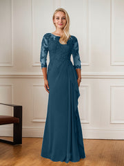 A-Line Floor-Length Scoop Chiffon Mother of Bride Dress