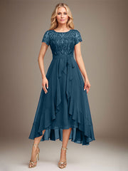 Asymmetrical Sequin Mother of Bride Dress with Appliques