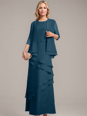 Sheath/Column Scoop Floor-Length Chiffon Mother of the Bride Dress