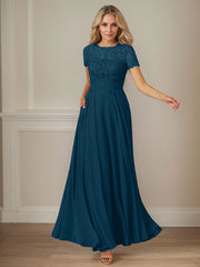A-Line Boat-neck Sequins Chiffon Mother of the Bride Dress