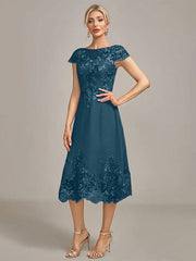 Dusty Rose A-Line Tea-Length Mother of the Bride Dress With Sequins