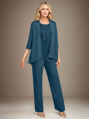 Stormy 3 Piece Long Mother of the Bride Pant Suits with Appliques