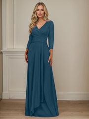 A-Line V-Neck Floor-Length Chiffon Mother of the Bride Dress