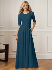 A-Line Square Neck Floor-Length Chiffon Mother of the Bride Dress