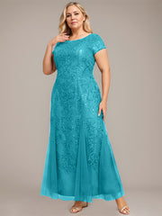 Trumpet/Mermaid Scoop Ankle-Length Lace Tulle Mother of the Bride Dress With Sequins Beading