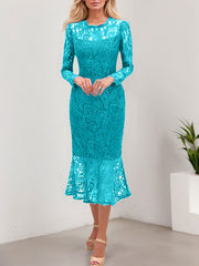 Trumpet/Mermaid Illusion Neck Lace Mother Of The Bride Dresses With Back Hole