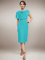 Sheath/Column Scoop Knee-Length Chiffon Mother of the Bride Dress With Beading