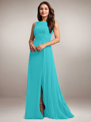 A-Line Scoop Floor-Length Sequins Chiffon Mother of the Bride Dress