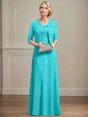 Sheath/Column Lace(Non-Stretch)/Chiffon(Non-Stretch) Mother Of The Bride Dresses With Lace