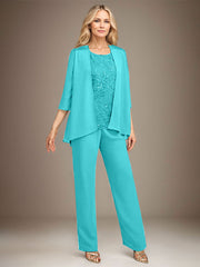 Stormy 3 Piece Long Mother of the Bride Pant Suits with Appliques