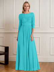 A-Line Scoop Floor-Length Sequins Chiffon Mother of the Bride Dress