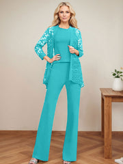 Jumpsuit/Pantsuit Scoop Neck Elastic Satin Mother Of The Bride Dresses