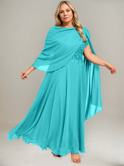 A-line V-Neck Illusion Ankle-Length Lace Chiffon Mother of the Bride Dress With Sequins