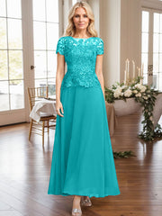 A-Line Illusion Neck Ankle-Length Chiffon Mother Of The Bride Dresses With Lace