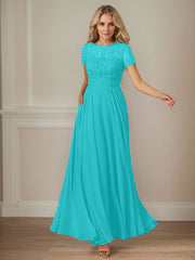 A-Line Boat-neck Sequins Chiffon Mother of the Bride Dress