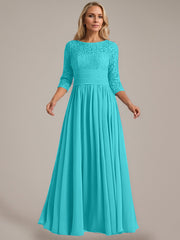 A-Line Scoop Floor-Length Chiffon Mother of the Bride Dress