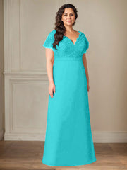 A-Line V-Neck Lace Chiffon Mother of the Bride Dress
