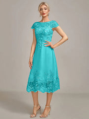 Dusty Rose A-Line Tea-Length Mother of the Bride Dress With Sequins