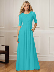 A-Line Square Neck Floor-Length Chiffon Mother of the Bride Dress