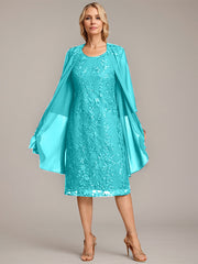 A-line Scoop Knee-Length Lace Mother of the Bride Dress With Sequins