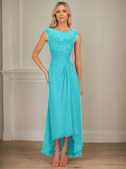 A-Line Scoop Asymmetrical Chiffon Mother of the Bride Dress
