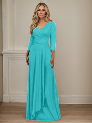 A-Line V-Neck Floor-Length Chiffon Mother of the Bride Dress