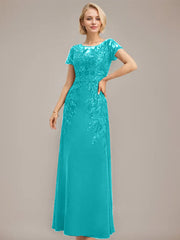 Sheath/Column Scoop Illusion Floor-Length Lace Chiffon Mother of the Bride Dress With Sequins
