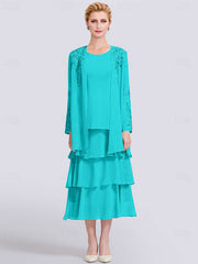 A-Line Mother of the Bride Dress Elegant Simple Jewel Neck