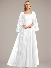 A-line Square Floor-Length Tulle Lace Sequin Mother of the Bride Dress