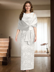 Sheath/Column Scoop Neck Floor-Length Lace/Silk Like Satin Mother Of The Bride Dresses