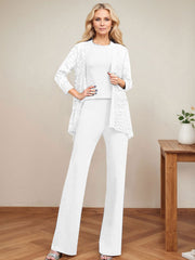 Jumpsuit/Pantsuit Scoop Neck Elastic Satin Mother Of The Bride Dresses