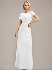 Sheath/Column Scoop Illusion Floor-Length Lace Chiffon Mother of the Bride Dress With Sequins