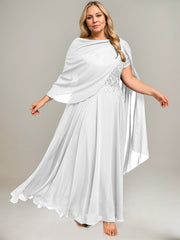 A-line V-Neck Illusion Ankle-Length Lace Chiffon Mother of the Bride Dress With Sequins
