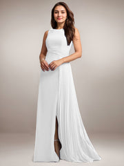 A-Line Scoop Floor-Length Sequins Chiffon Mother of the Bride Dress
