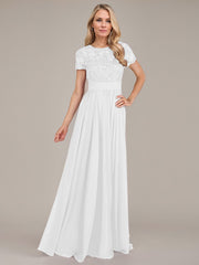 A-Line Scoop Floor-Length Chiffon Mother of the Bride Dress