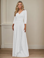 A-Line V-Neck Floor-Length Chiffon Mother of the Bride Dress