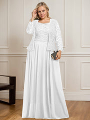 A-line Square Floor-Length Lace Chiffon Mother of the Bride Dress With Sequins