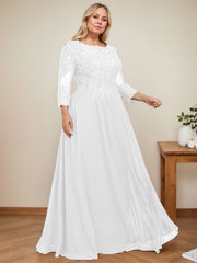A-line Scoop Floor-Length Lace Chiffon Mother of the Bride Dress With Sequins