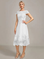 Dusty Rose A-Line Tea-Length Mother of the Bride Dress With Sequins