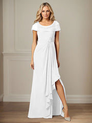 Dark Navy A-Line Side Slit Chiffon Dress Mother of the Bride Dress