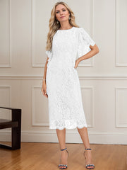 Sheath/Column Scoop Knee-Length Lace Mother of the Bride Dress