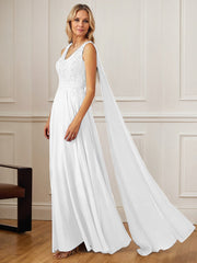 A-Line V-Neck Floor-Length Chiffon Mother of the Bride Dress