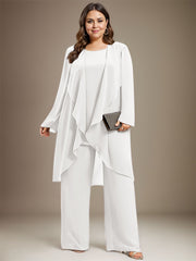 Pantsuit Separates Scoop Floor-Length Chiffon Mother of the Bride Dress