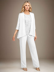 Stormy 3 Piece Long Mother of the Bride Pant Suits with Appliques