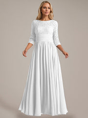 A-Line Scoop Floor-Length Chiffon Mother of the Bride Dress