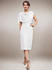 Sheath/Column Scoop Knee-Length Chiffon Mother of the Bride Dress With Beading